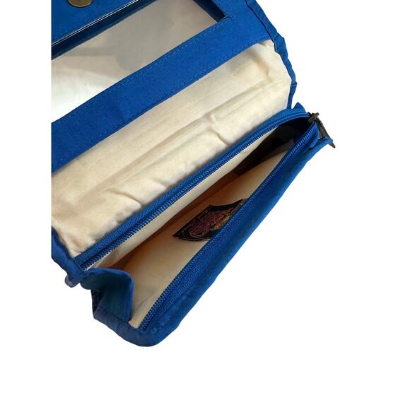 Laurel Burch Cat blue yellow zippered mirror cat pouch - Picture 6 of 7